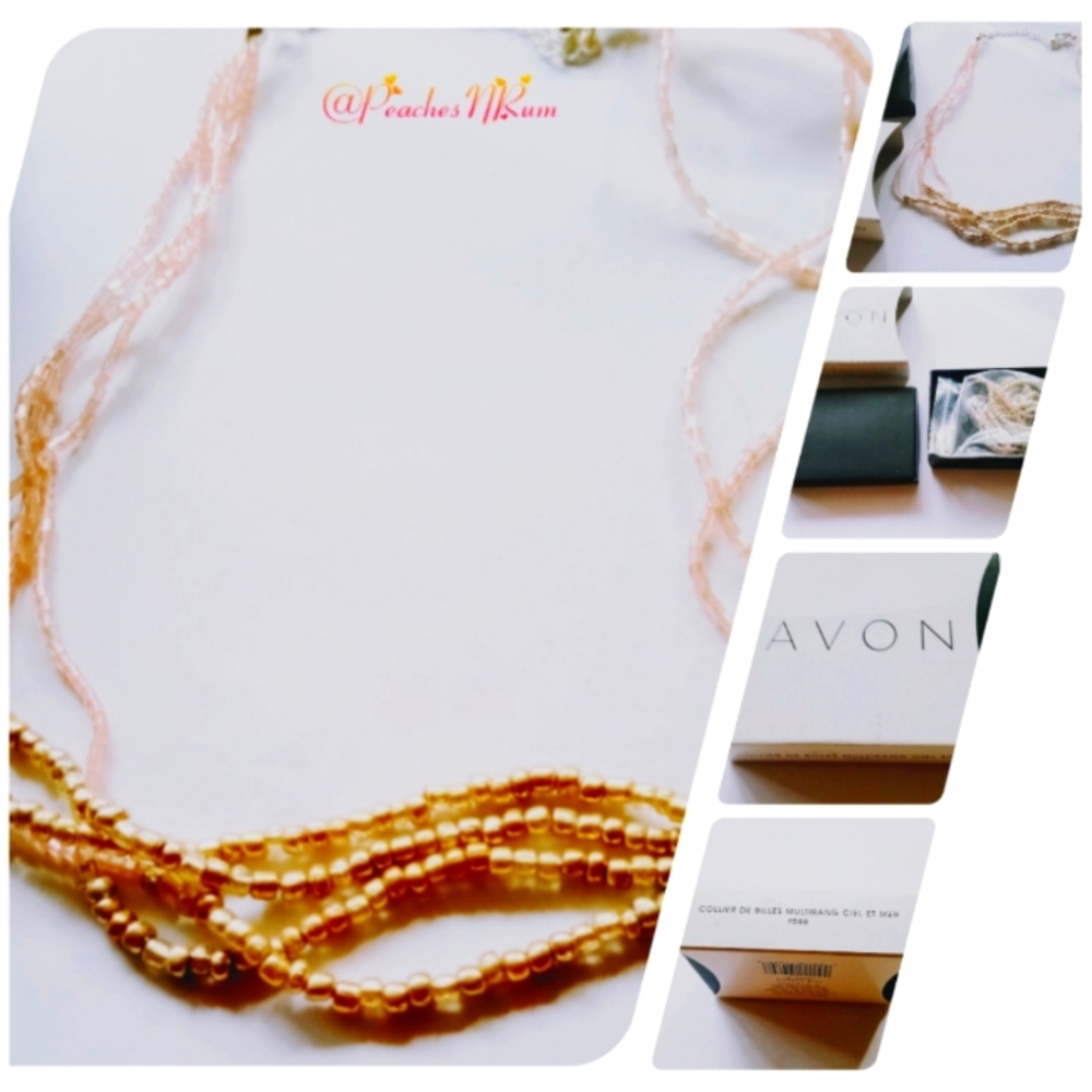 2010 Avon Sea And Sky Multistrand Beaded Necklace- Pink